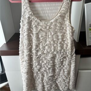 Women's Cream Ruffled Sleeveless Tank Top